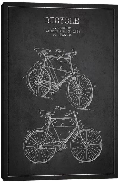Bike Charcoal Patent Blueprint Canvas Art Print - Aged Pixel: Sports