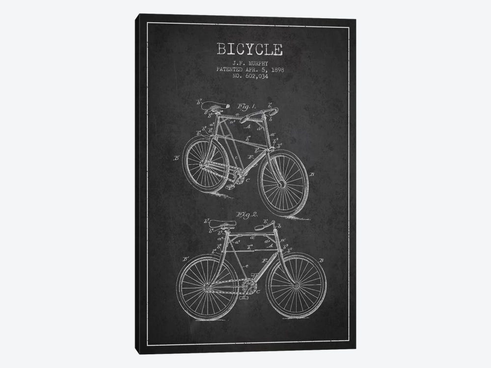 Bike Charcoal Patent Blueprint by Aged Pixel 1-piece Canvas Artwork