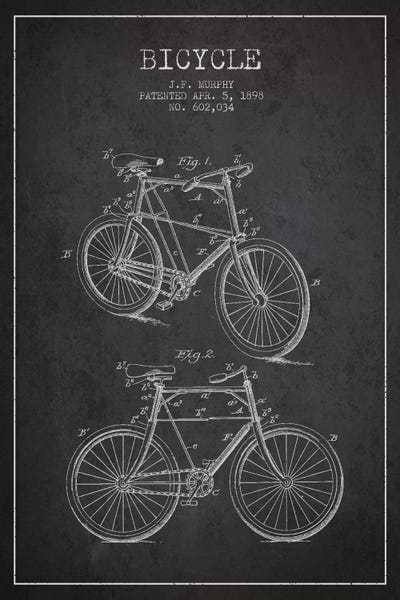 Aged Pixel: Bike Charcoal IV Patent Blueprint by Aged Pixel
