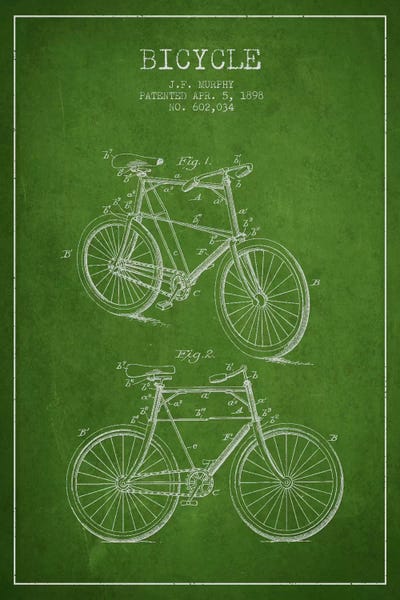 Aged Pixel: Bike Green IV Patent Blueprint by Aged Pixel