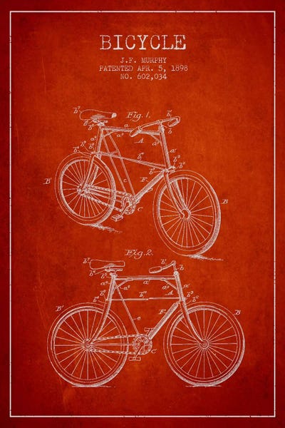 Sports Blueprints: Bike Red IV Patent Blueprint by Aged Pixel