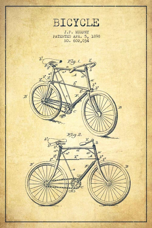 Bike Vintage Patent Blueprint