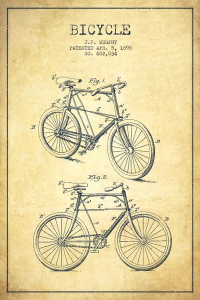 Sports Blueprints: Bike Vintage IV Patent Blueprint by Aged Pixel
