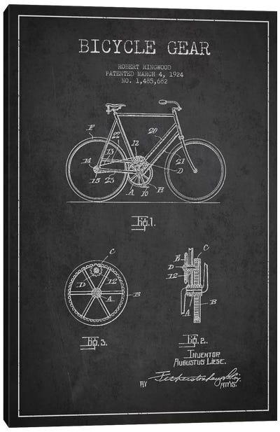 Bike Charcoal Patent Blueprint Canvas Art Print - Sports Blueprints