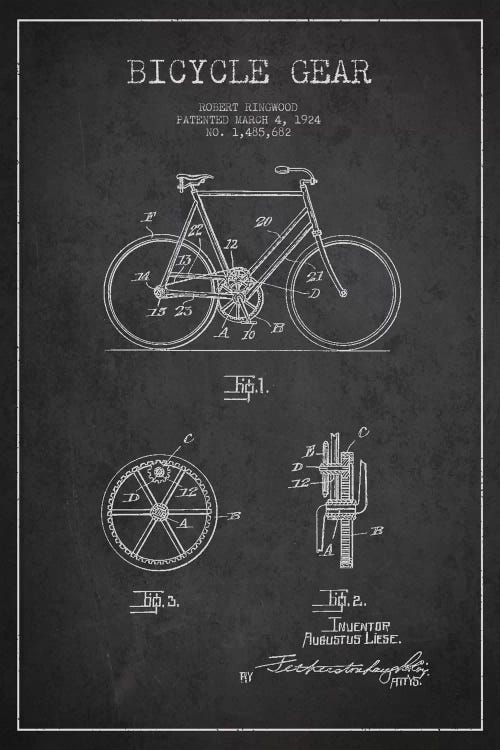 Bike Charcoal Patent Blueprint