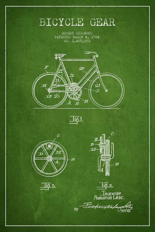 Bike Green Patent Blueprint