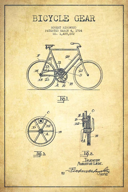 Bike Vintage Patent Blueprint