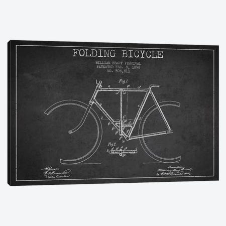 Bike Charcoal Patent Blueprint Canvas Print #ADP2545} by Aged Pixel Canvas Wall Art