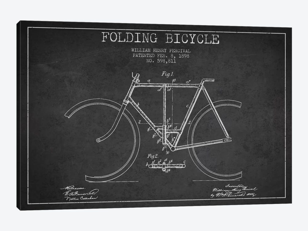 Bike Charcoal Patent Blueprint by Aged Pixel 1-piece Art Print