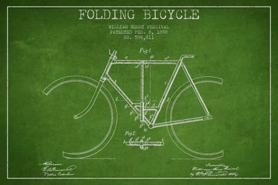 Bike Green VI Patent Blueprint by Aged Pixel canvas print