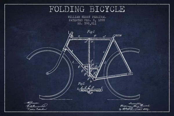 Sports Blueprints: Bike Navy Blue VI Patent Blueprint by Aged Pixel