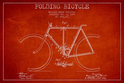 Bike Red VI Patent Blueprint by Aged Pixel framed canvas print