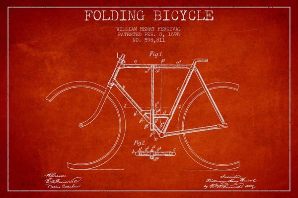 Sports Blueprints: Bike Red VI Patent Blueprint by Aged Pixel