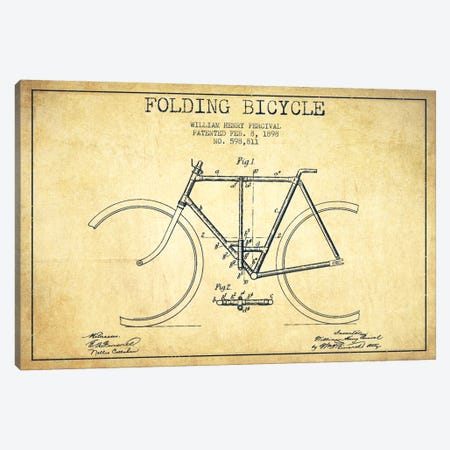 Bike Vintage Patent Blueprint Canvas Print #ADP2549} by Aged Pixel Canvas Art Print