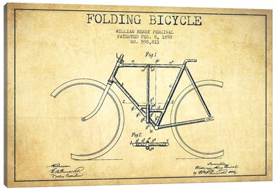 Bike Vintage Patent Blueprint Canvas Art Print - Sports Blueprints