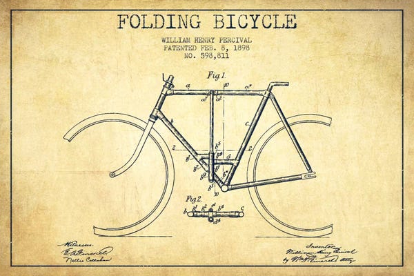 Bicycles: Bike Vintage VI Patent Blueprint by Aged Pixel
