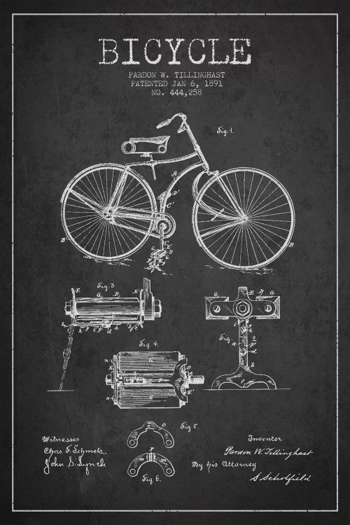 Bike Charcoal Patent Blueprint