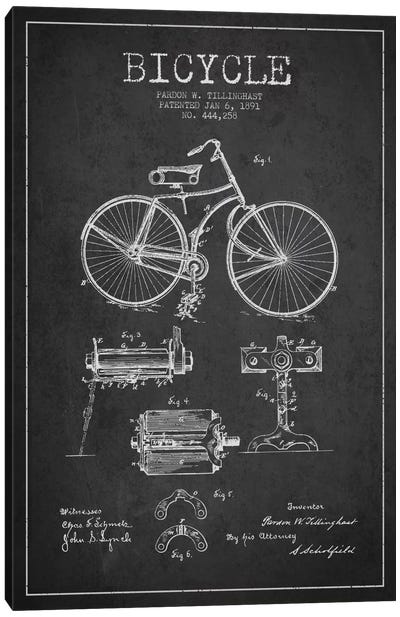 Bike Charcoal Patent Blueprint Canvas Art Print - Bicycle Art
