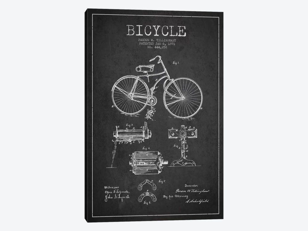 Bike Charcoal Patent Blueprint by Aged Pixel 1-piece Canvas Art Print