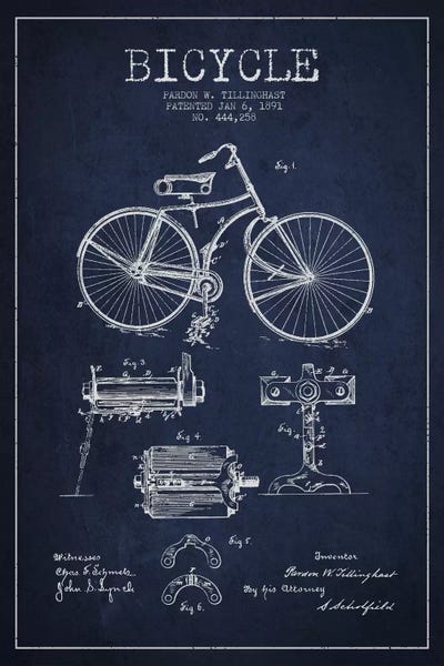 Sports Blueprints: Bike Navy Blue VII Patent Blueprint by Aged Pixel