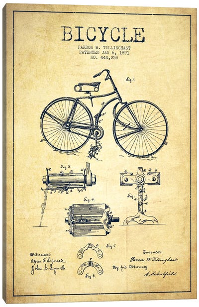 Bike Vintage Patent Blueprint Canvas Art Print