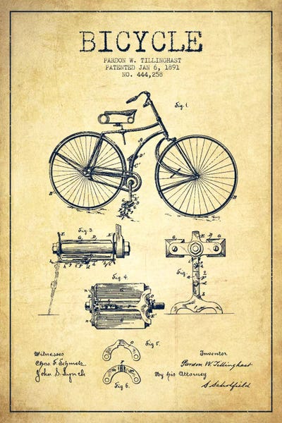 Sports Blueprints: Bike Vintage VII Patent Blueprint by Aged Pixel
