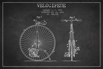 Otto Velocipede Charcoal Patent Blueprint by Aged Pixel canvas print