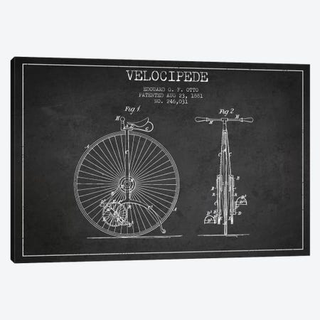Otto Velocipede Charcoal Patent Blueprint Canvas Print #ADP2555} by Aged Pixel Art Print