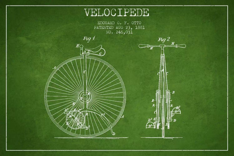 Otto Velocipede Green Patent Blueprint