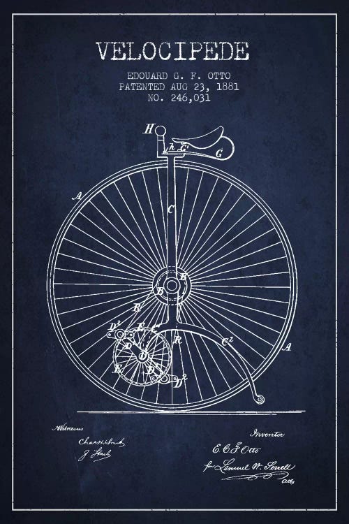 Otto Velocipede Navy Blue Patent Blueprint