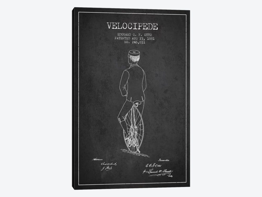 Otto Bike Riding Charcoal Patent Blueprint by Aged Pixel 1-piece Art Print