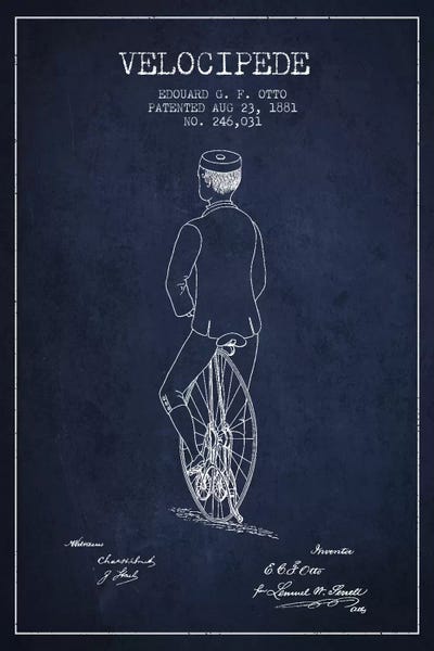 Sports Blueprints: Otto Bike Navy Blue Patent Blueprint by Aged Pixel