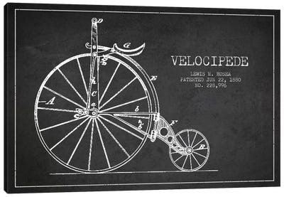 Hosea Velocipede Charcoal Patent Blueprint Canvas Art Print - Bicycle Art