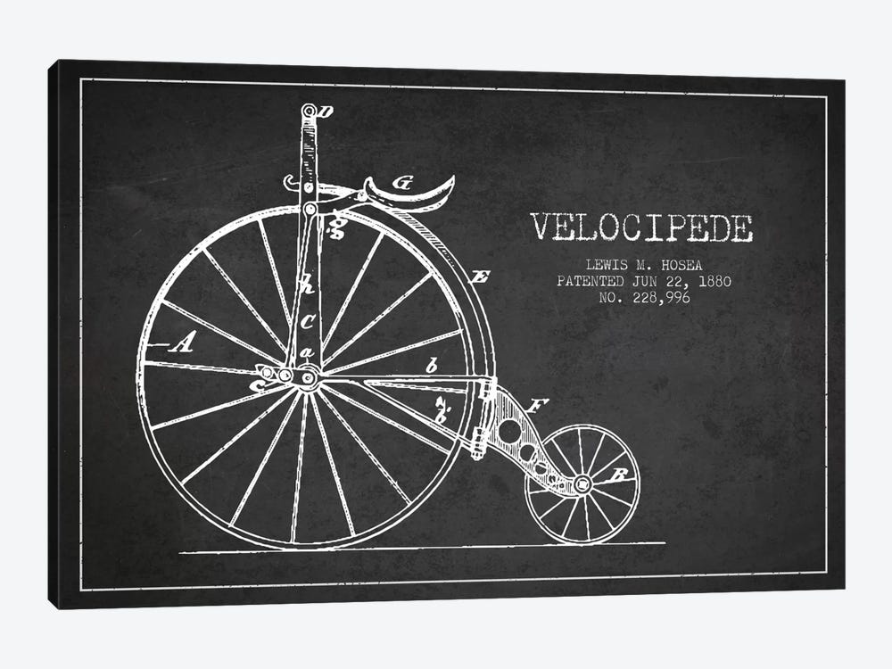 Hosea Velocipede Charcoal Patent Blueprint by Aged Pixel 1-piece Art Print