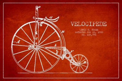 Hosea Velocipede Red Patent Blueprint by Aged Pixel canvas print