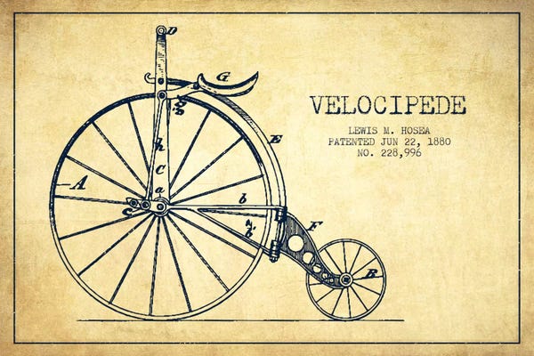 Sports Blueprints: Hosea Velocipede Vintage Patent Blueprint by Aged Pixel