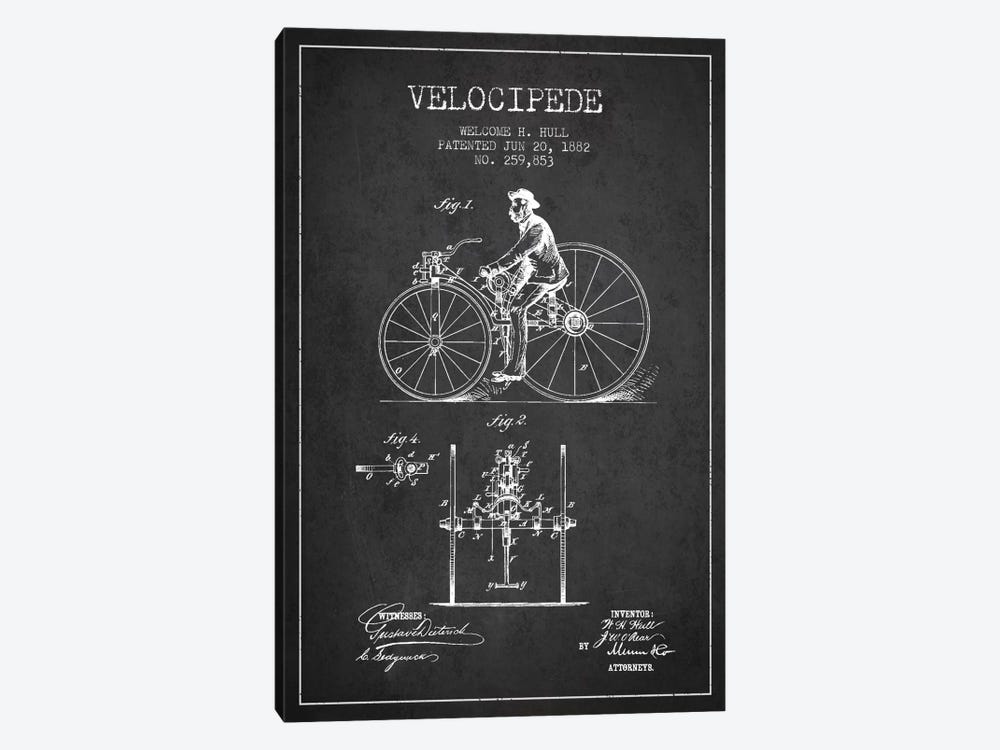 Hull Velocipede Charcoal Patent Blueprint by Aged Pixel 1-piece Canvas Artwork
