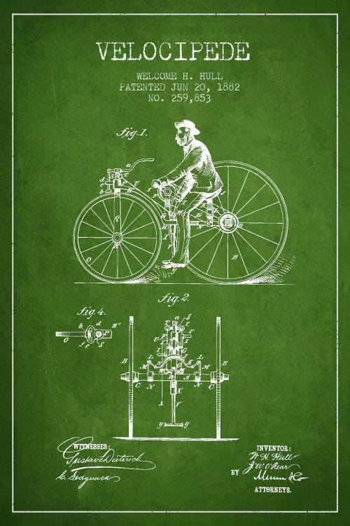 Hull Velocipede Green Patent Blueprint