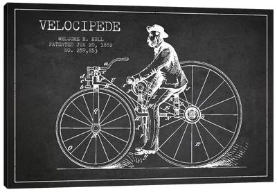 Hull Bike Charcoal Patent Blueprint Canvas Art Print - Bicycle Art