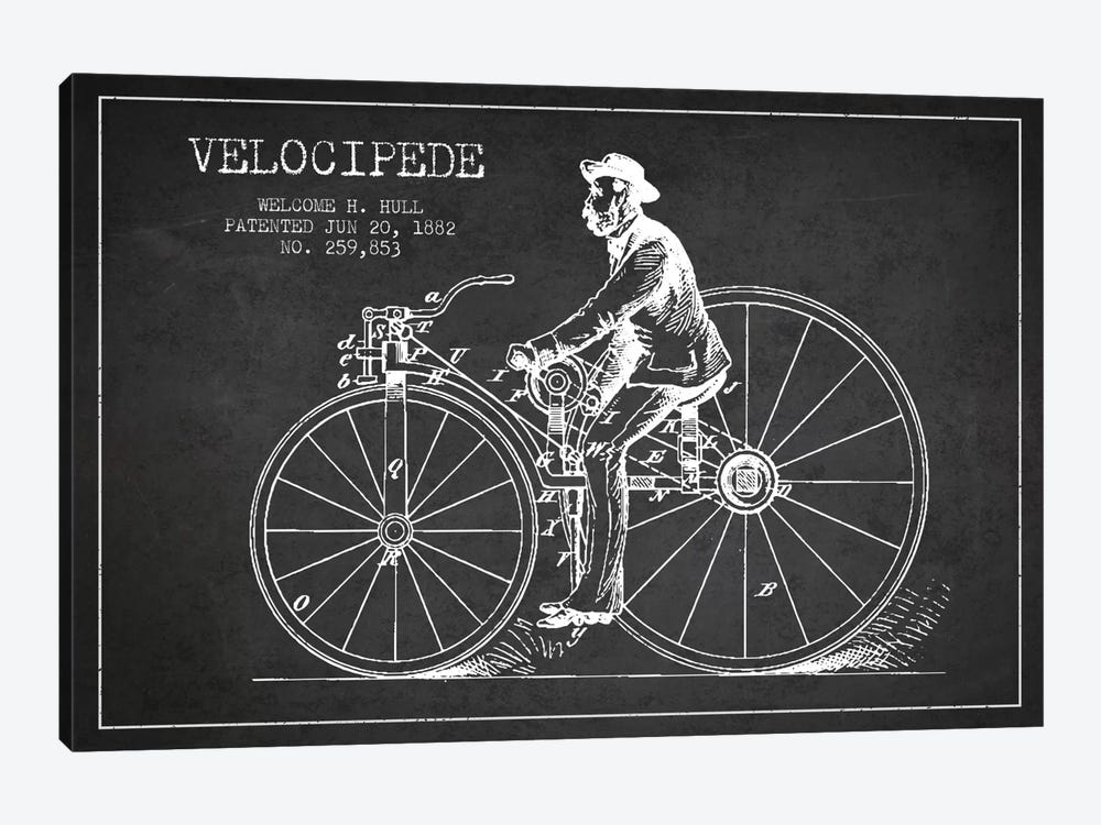 Hull Bike Charcoal Patent Blueprint by Aged Pixel 1-piece Canvas Wall Art