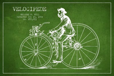 Hull Bike Green Patent Blueprint by Aged Pixel canvas print