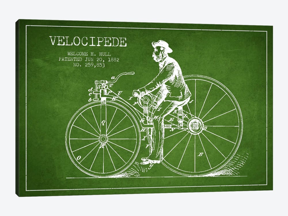 Hull Bike Green Patent Blueprint by Aged Pixel 1-piece Art Print
