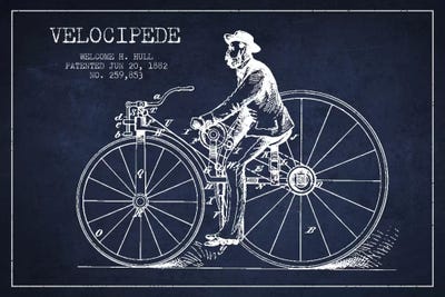 Hull Bike Navy Blue Patent Blueprint by Aged Pixel canvas print