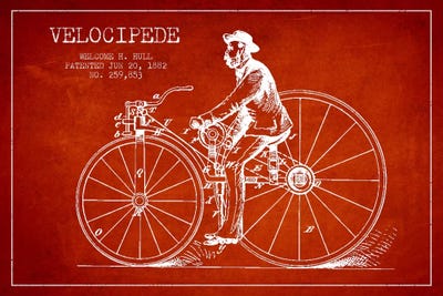 Hull Bike Red Patent Blueprint by Aged Pixel canvas print