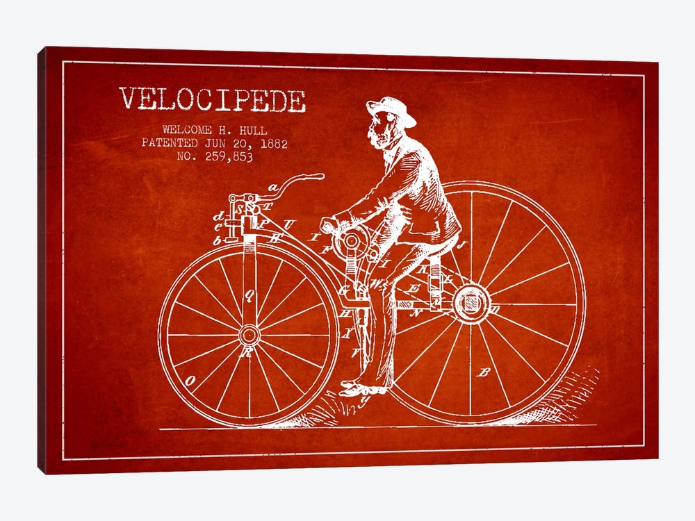 Hull Bike Red Patent Blueprint by Aged Pixel 1-piece Canvas Print