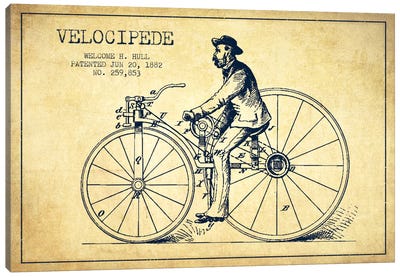 Hull Bike Vintage Patent Blueprint Canvas Art Print - Bicycle Art