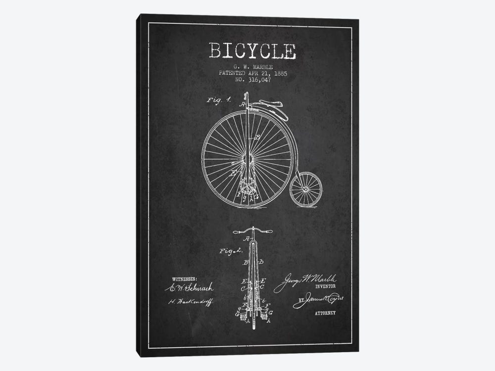 Marble Bike Charcoal Patent Blueprint by Aged Pixel 1-piece Canvas Print
