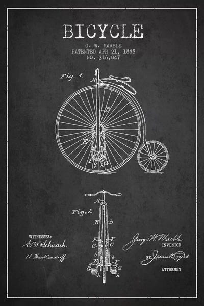 Sports Blueprints: Marble Bike Charcoal Patent Blueprint by Aged Pixel