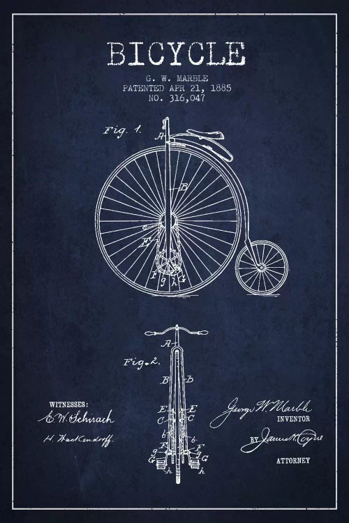 Marble Bike Navy Blue Patent Blueprint