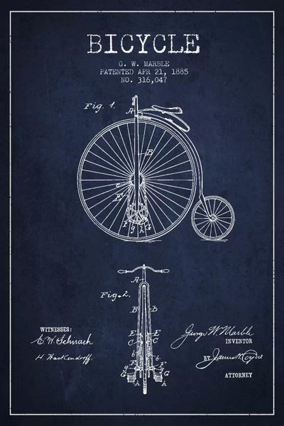 Sports Blueprints: Marble Bike Navy Blue Patent Blueprint by Aged Pixel